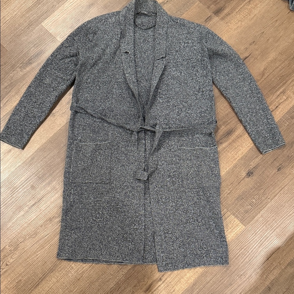 Vintage Y2K Esprit Women's Charcoal long heavy belted Cardigan